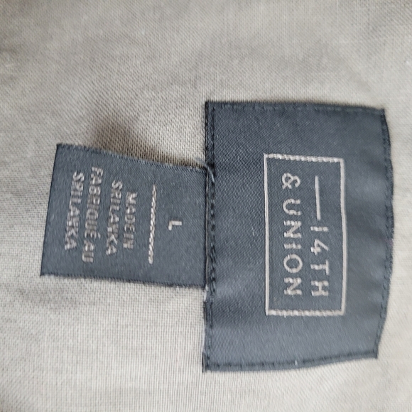 14th And Union Cotton Linen Blend Short Sleeve Button Down Mens Gray Shirt L - Picture 2 of 9